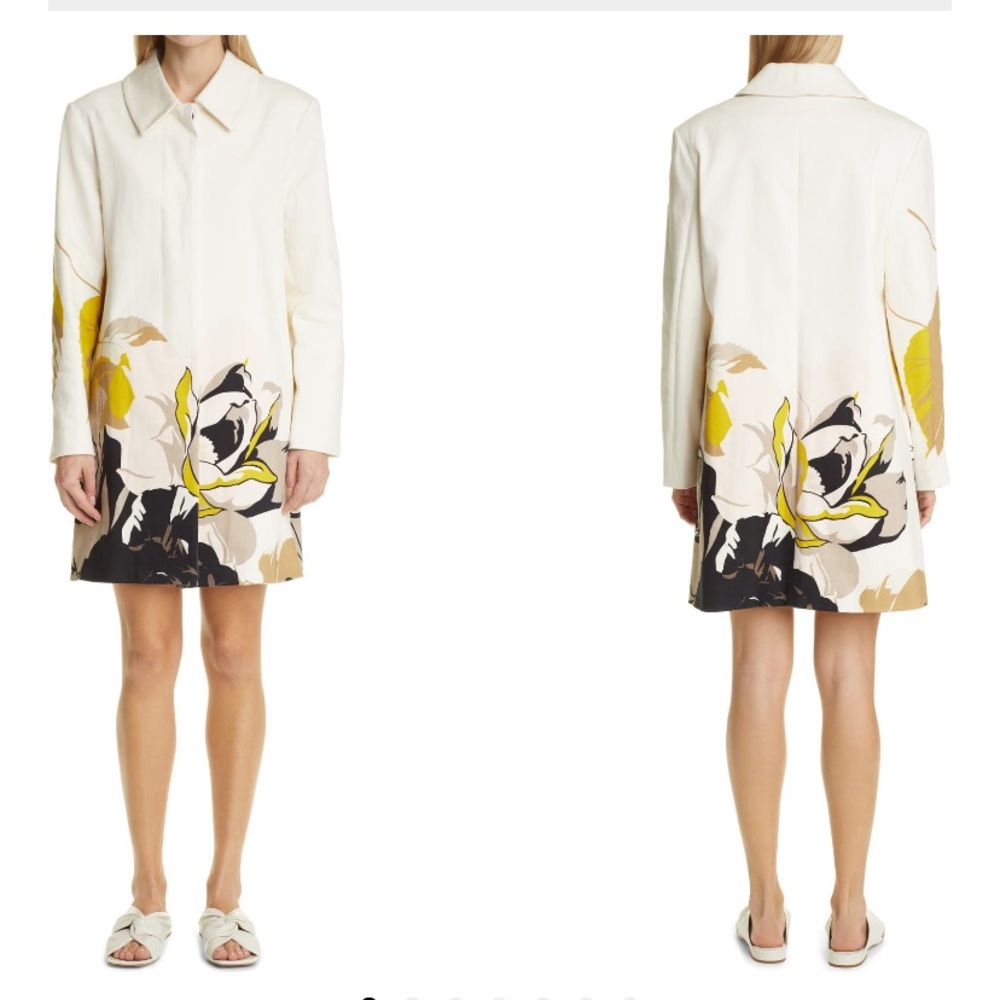 NEW Adam Lippes floral car coat L